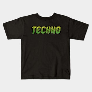 Techno music - green & yellow Kids T-Shirt